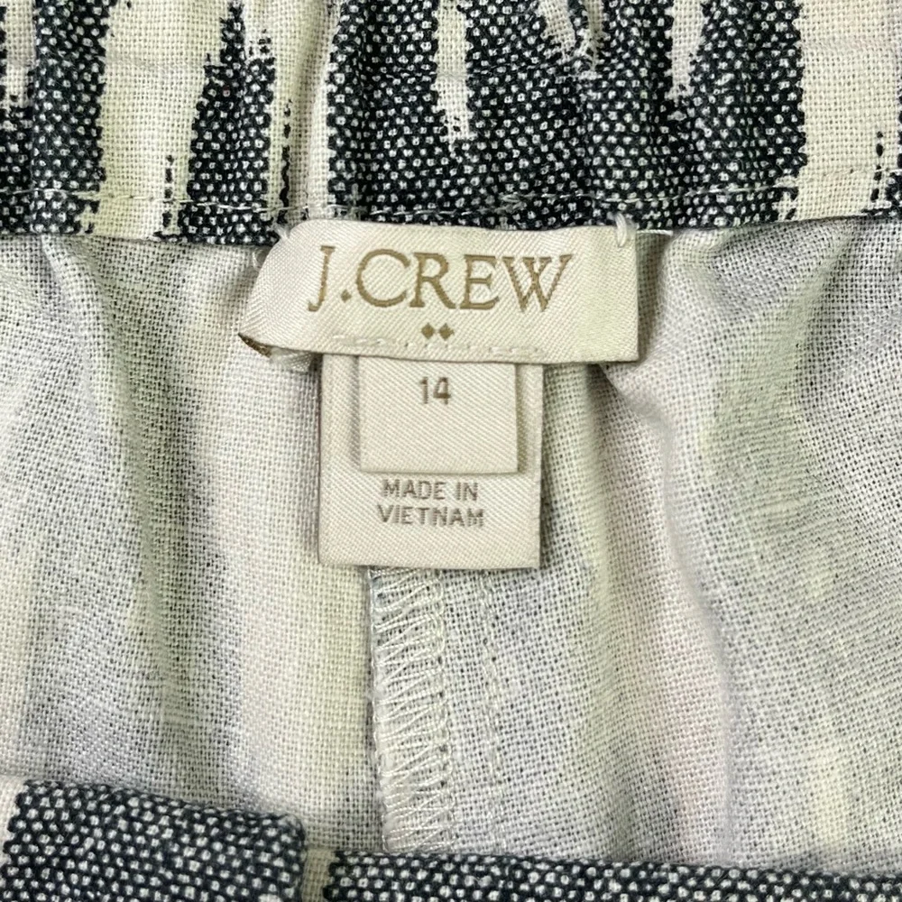 J.Crew Ikat Pleated Bow Tie Belt High Waist Gray Off White Womens Shorts Size 14